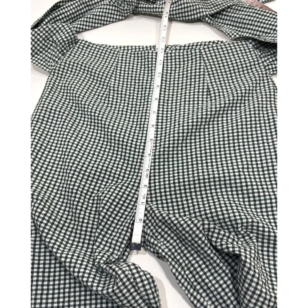 Free People Westside Gingham Seersucker Tie-Waist Pants Black White - Size 2